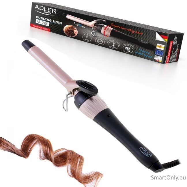 Adler Curling Iron AD 2116 Ceramic heating system, Barrel diameter 19 mm, Temperature (max) 200 °C, 36 W, Black/Pink 3 Adler Curling Iron AD 2116 Ceramic heating system, Barrel diameter 19 mm, Temperature (max) 200 °C, 36 W, Black/Pink 3