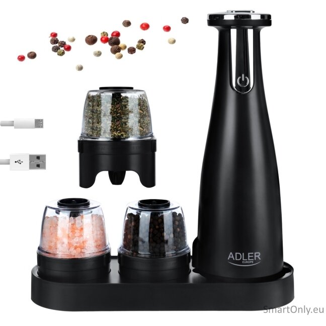 Adler | Electric Salt and pepper grinder | AD 4449b | Housing material ABS plastic | 7 W | Lithium | Matte Black 5