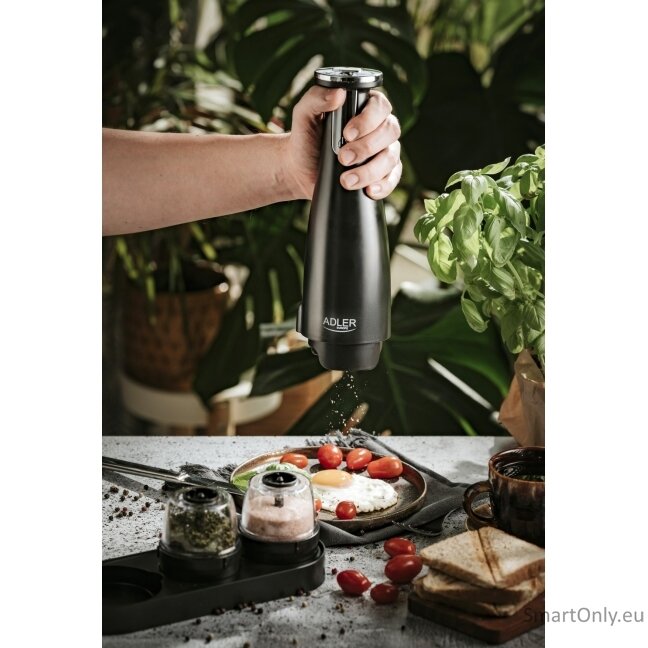 Adler | Electric Salt and pepper grinder | AD 4449b | Housing material ABS plastic | 7 W | Lithium | Matte Black 6 Adler | Electric Salt and pepper grinder | AD 4449b | Housing material ABS plastic | 7 W | Lithium | Matte Black 6