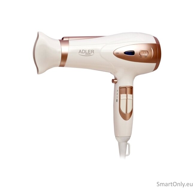 Adler | Hair Dryer | AD 2248 | 2400 W | Number of temperature settings 3 | Ionic function | Diffuser nozzle | White 3 Adler | Hair Dryer | AD 2248 | 2400 W | Number of temperature settings 3 | Ionic function | Diffuser nozzle | White 3