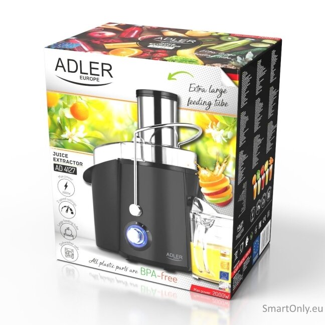 Adler Juicer AD 4127 Type Juicer maker Matt Black 1000 W Number of speeds 2 1 Adler Juicer AD 4127 Type Juicer maker Matt Black 1000 W Number of speeds 2 1