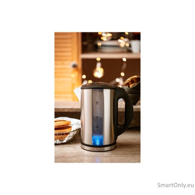 Adler | Kettle | AD 1216 | Standard | 2000 W | 1.7 L | Stainless steel | 360° rotational base 12