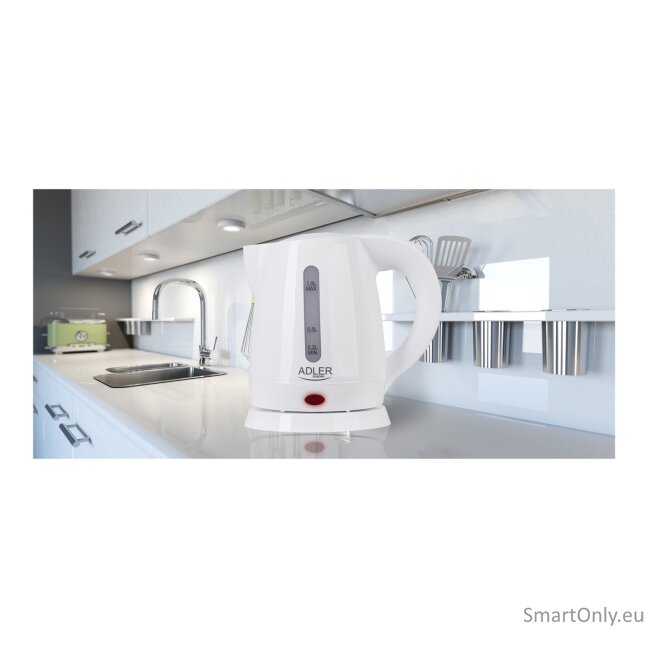 Adler | Kettle | AD 1272 | Electric | 1600 W | 1 L | Stainless steel/Polypropylene | 360° rotational base | White 9 Adler | Kettle | AD 1272 | Electric | 1600 W | 1 L | Stainless steel/Polypropylene | 360° rotational base | White 9