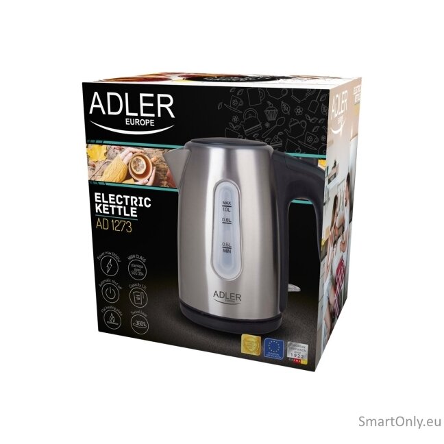 Adler | Kettle | AD 1273 | Standard | 1200 W | 1 L | Stainless steel | 360° rotational base | Stainless steel 5