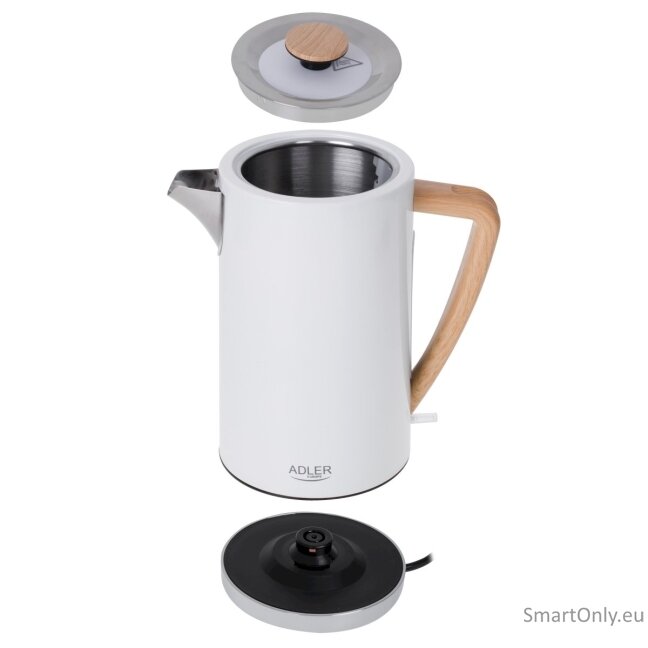 Adler | Kettle | AD 1347w | Electric | 2200 W | 1.5 L | Stainless steel | 360° rotational base | White 5