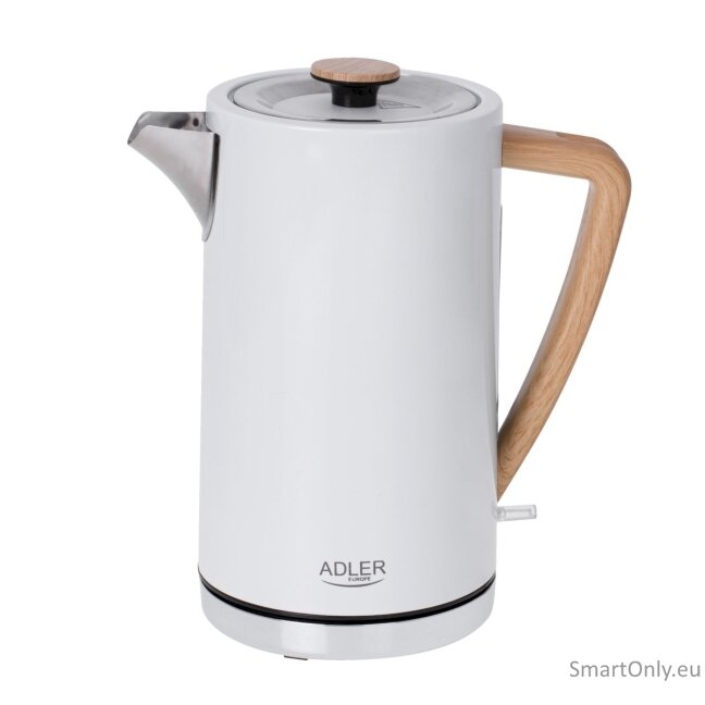 Adler | Kettle | AD 1347w | Electric | 2200 W | 1.5 L | Stainless steel | 360° rotational base | White