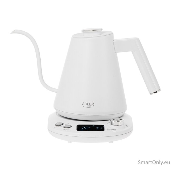 Adler | Kettle | AD 1349w | Electric | 1100 W | 1 L | Stainless Steel | 360° rotational base | White Adler | Kettle | AD 1349w | Electric | 1100 W | 1 L | Stainless Steel | 360° rotational base | White