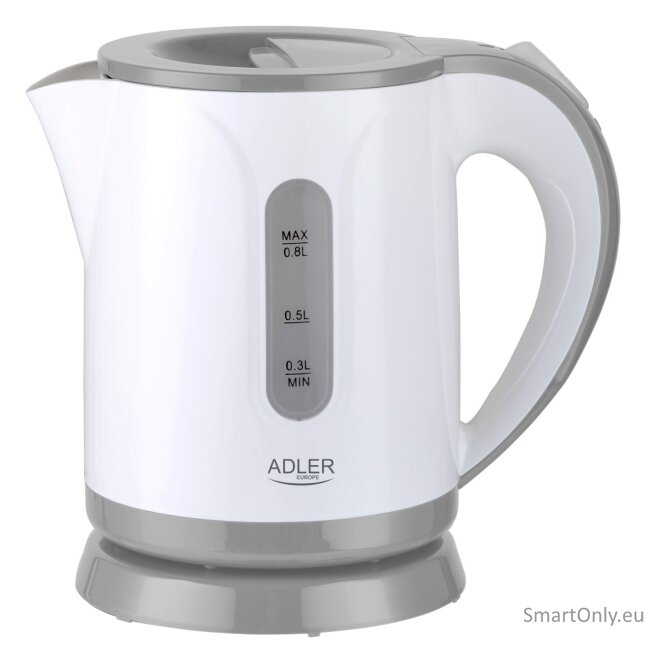 Adler | Kettle | AD 1371g | Electric | 850 W | 0.8 L | Stainless steel/Polypropylene | 360° rotational base | White/Grey Adler | Kettle | AD 1371g | Electric | 850 W | 0.8 L | Stainless steel/Polypropylene | 360° rotational base | White/Grey