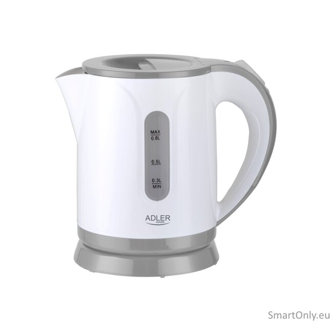 Adler | Kettle | AD 1371g | Electric | 850 W | 0.8 L | Stainless steel/Polypropylene | 360° rotational base | White/Grey 1