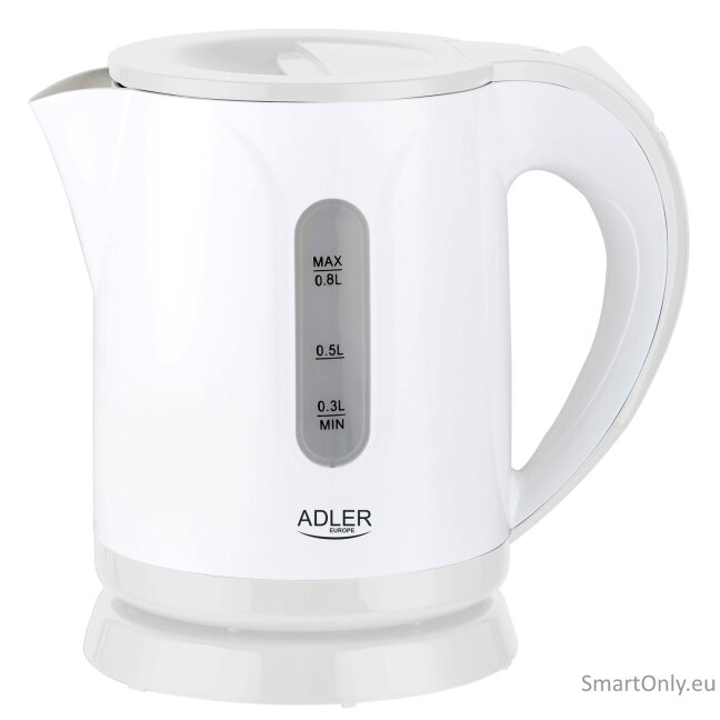 Adler | Kettle | AD 1371w | Electric | 850 W | 0.8 L | Stainless steel/Polypropylene | 360° rotational base | White Adler | Kettle | AD 1371w | Electric | 850 W | 0.8 L | Stainless steel/Polypropylene | 360° rotational base | White