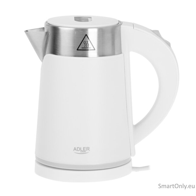 Adler | Kettle | AD 1372 | Electric | 800 W | 0.6 L | Plastic/Stainless steel | 360° rotational base | White Adler | Kettle | AD 1372 | Electric | 800 W | 0.6 L | Plastic/Stainless steel | 360° rotational base | White
