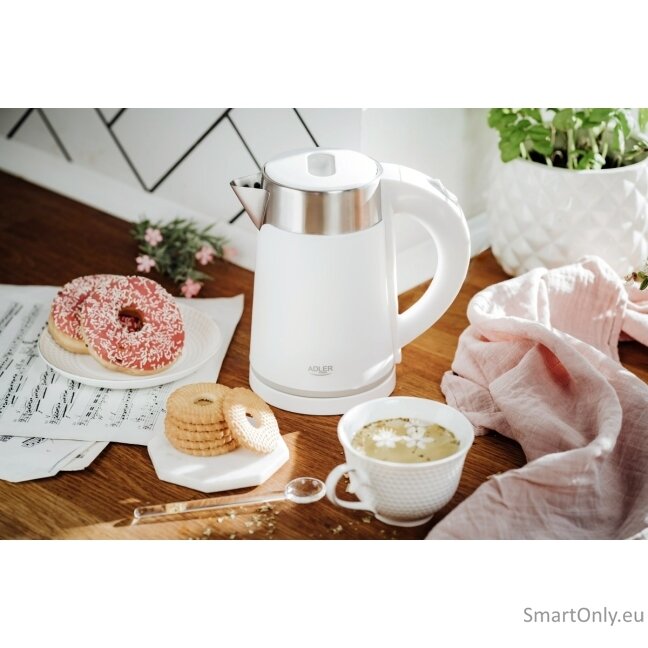 Adler | Kettle | AD 1372 | Electric | 800 W | 0.6 L | Plastic/Stainless steel | 360° rotational base | White 7 Adler | Kettle | AD 1372 | Electric | 800 W | 0.6 L | Plastic/Stainless steel | 360° rotational base | White 7