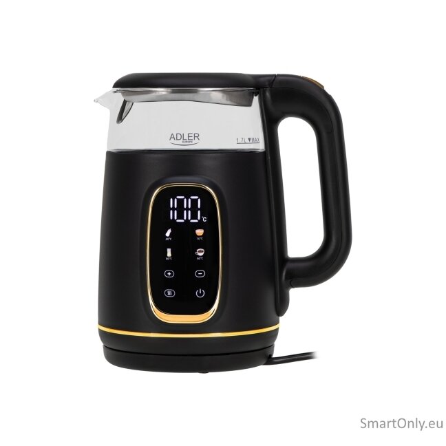 Adler Kettle with LED Display | AD 1305 | Electric | 2200 W | 1.7 L | Plastic | 360° rotational base | Black/Gold 10