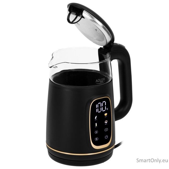 Adler Kettle with LED Display | AD 1305 | Electric | 2200 W | 1.7 L | Plastic | 360° rotational base | Black/Gold 2 Adler Kettle with LED Display | AD 1305 | Electric | 2200 W | 1.7 L | Plastic | 360° rotational base | Black/Gold 2