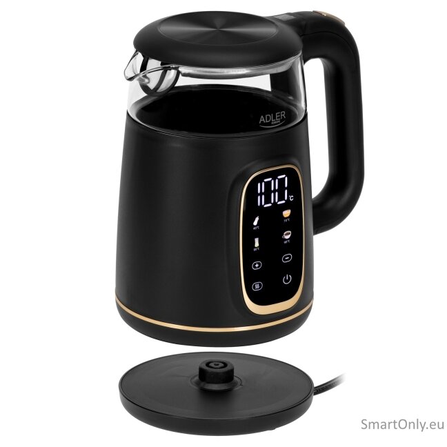 Adler Kettle with LED Display | AD 1305 | Electric | 2200 W | 1.7 L | Plastic | 360° rotational base | Black/Gold 4