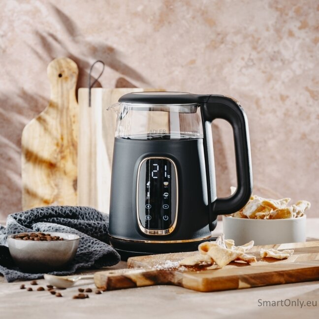 Adler Kettle with LED Display | AD 1305 | Electric | 2200 W | 1.7 L | Plastic | 360° rotational base | Black/Gold 7