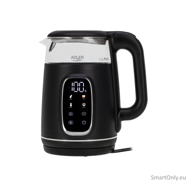 Adler Kettle with LED Display | AD 1305 | Electric | 2200 W | 1.7 L | Plastic | 360° rotational base | Black/Silver 10