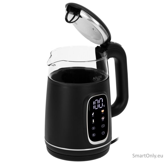 Adler Kettle with LED Display | AD 1305 | Electric | 2200 W | 1.7 L | Plastic | 360° rotational base | Black/Silver 2 Adler Kettle with LED Display | AD 1305 | Electric | 2200 W | 1.7 L | Plastic | 360° rotational base | Black/Silver 2