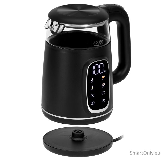 Adler Kettle with LED Display | AD 1305 | Electric | 2200 W | 1.7 L | Plastic | 360° rotational base | Black/Silver 5 Adler Kettle with LED Display | AD 1305 | Electric | 2200 W | 1.7 L | Plastic | 360° rotational base | Black/Silver 5