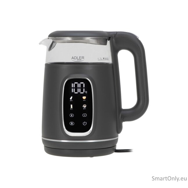 Adler Kettle with LED Display | AD 1305 | Electric | 2200 W | 1.7 L | Plastic | 360° rotational base | Grey 11