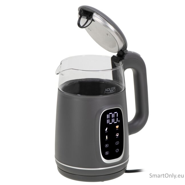 Adler Kettle with LED Display | AD 1305 | Electric | 2200 W | 1.7 L | Plastic | 360° rotational base | Grey 2 Adler Kettle with LED Display | AD 1305 | Electric | 2200 W | 1.7 L | Plastic | 360° rotational base | Grey 2