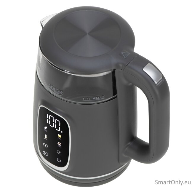 Adler Kettle with LED Display | AD 1305 | Electric | 2200 W | 1.7 L | Plastic | 360° rotational base | Grey 3 Adler Kettle with LED Display | AD 1305 | Electric | 2200 W | 1.7 L | Plastic | 360° rotational base | Grey 3