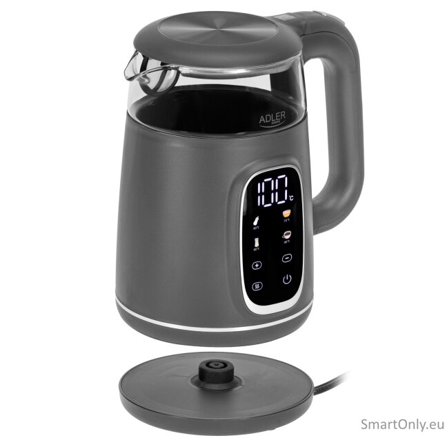 Adler Kettle with LED Display | AD 1305 | Electric | 2200 W | 1.7 L | Plastic | 360° rotational base | Grey 5 Adler Kettle with LED Display | AD 1305 | Electric | 2200 W | 1.7 L | Plastic | 360° rotational base | Grey 5