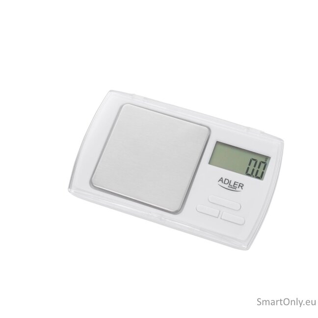Adler Precision scale AD 3161 Maximum weight (capacity) 0.5 kg, Accuracy 0.01 g, White 1 Adler Precision scale AD 3161 Maximum weight (capacity) 0.5 kg, Accuracy 0.01 g, White 1
