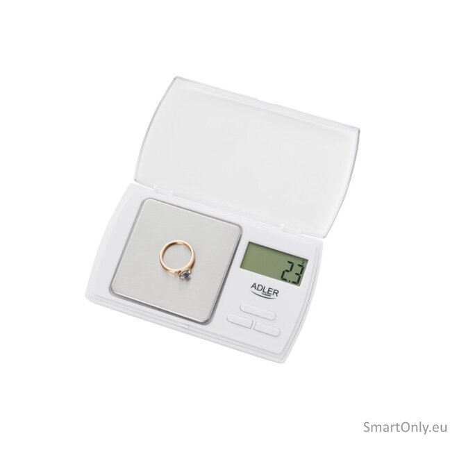 Adler Precision scale AD 3161 Maximum weight (capacity) 0.5 kg, Accuracy 0.01 g, White 2 Adler Precision scale AD 3161 Maximum weight (capacity) 0.5 kg, Accuracy 0.01 g, White 2
