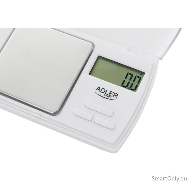 Adler Precision scale AD 3161 Maximum weight (capacity) 0.5 kg, Accuracy 0.01 g, White 3 Adler Precision scale AD 3161 Maximum weight (capacity) 0.5 kg, Accuracy 0.01 g, White 3