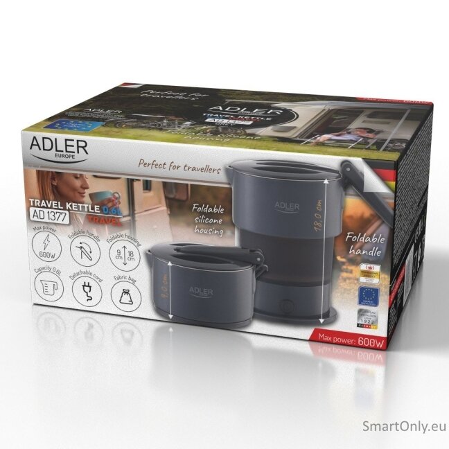 Adler Silicon Travel Kettle | AD 1377 | Travel Kettle | 600 W | 0.6 L | Silicon | Grey 2