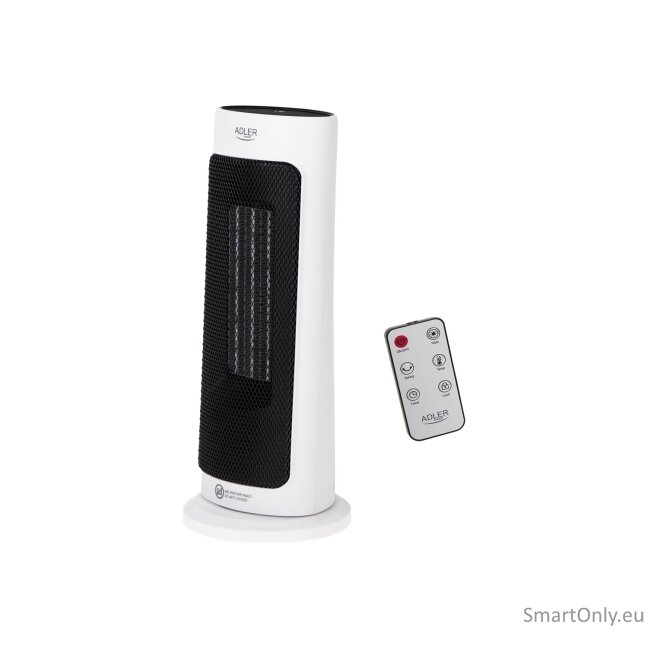 Adler | Tower Fan Heater with Timer | AD 7738 | Ceramic | 2000 W | Number of power levels 2 | Suitable for rooms up to 25 m² | White 1