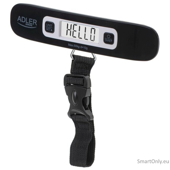 Adler | Travel Luggage Scale | AD 8190 | Maximum weight (capacity) 50 kg | Accuracy 10 g | Black Adler | Travel Luggage Scale | AD 8190 | Maximum weight (capacity) 50 kg | Accuracy 10 g | Black