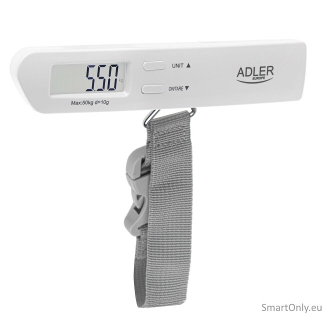 Adler | Travel Luggage Scale | AD 8191 | Maximum weight (capacity) 50 kg | Accuracy 10 g | Grey Adler | Travel Luggage Scale | AD 8191 | Maximum weight (capacity) 50 kg | Accuracy 10 g | Grey