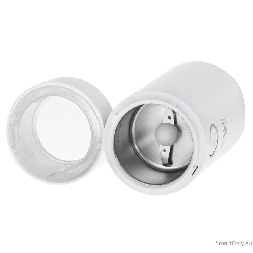 Adler | Coffee grinder | AD4446wg | 150 W | Coffee beans capacity 75 g | Lid safety switch | White