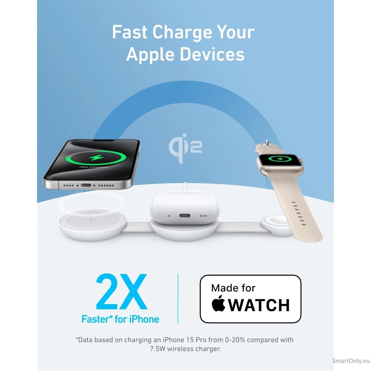 Anker MagGo Wireless Charging Station (3-in-1, Foldable Pad), White 1