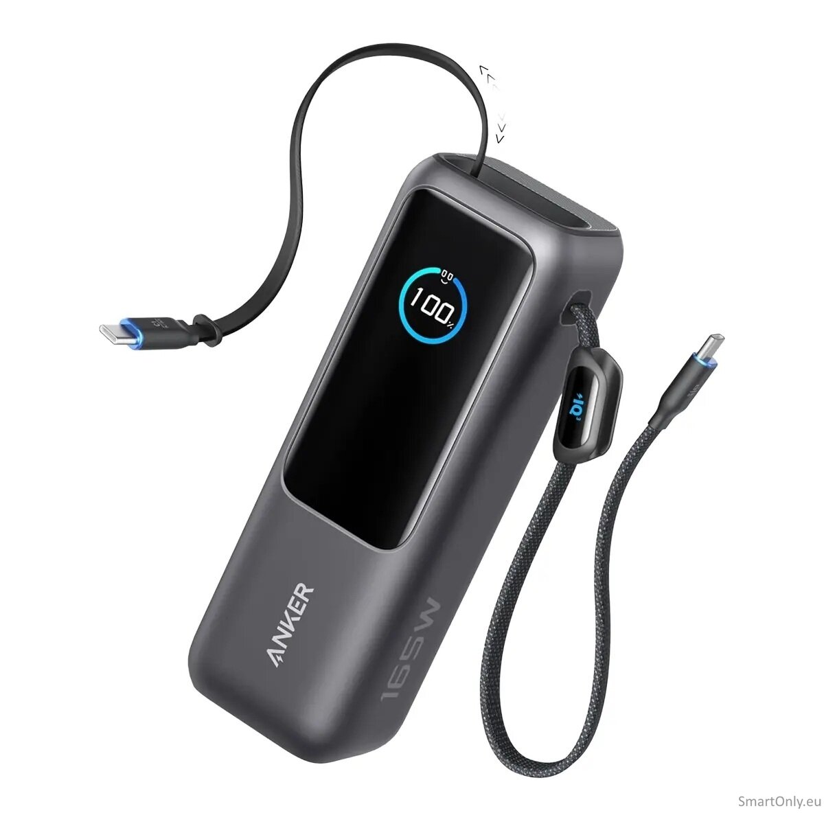 Anker Zolo Powerbank | A1695H11 | 25000 mAh | Built-In USB-C and Retractable Cable) | Grey Anker Zolo Powerbank | A1695H11 | 25000 mAh | Built-In USB-C and Retractable Cable) | Grey