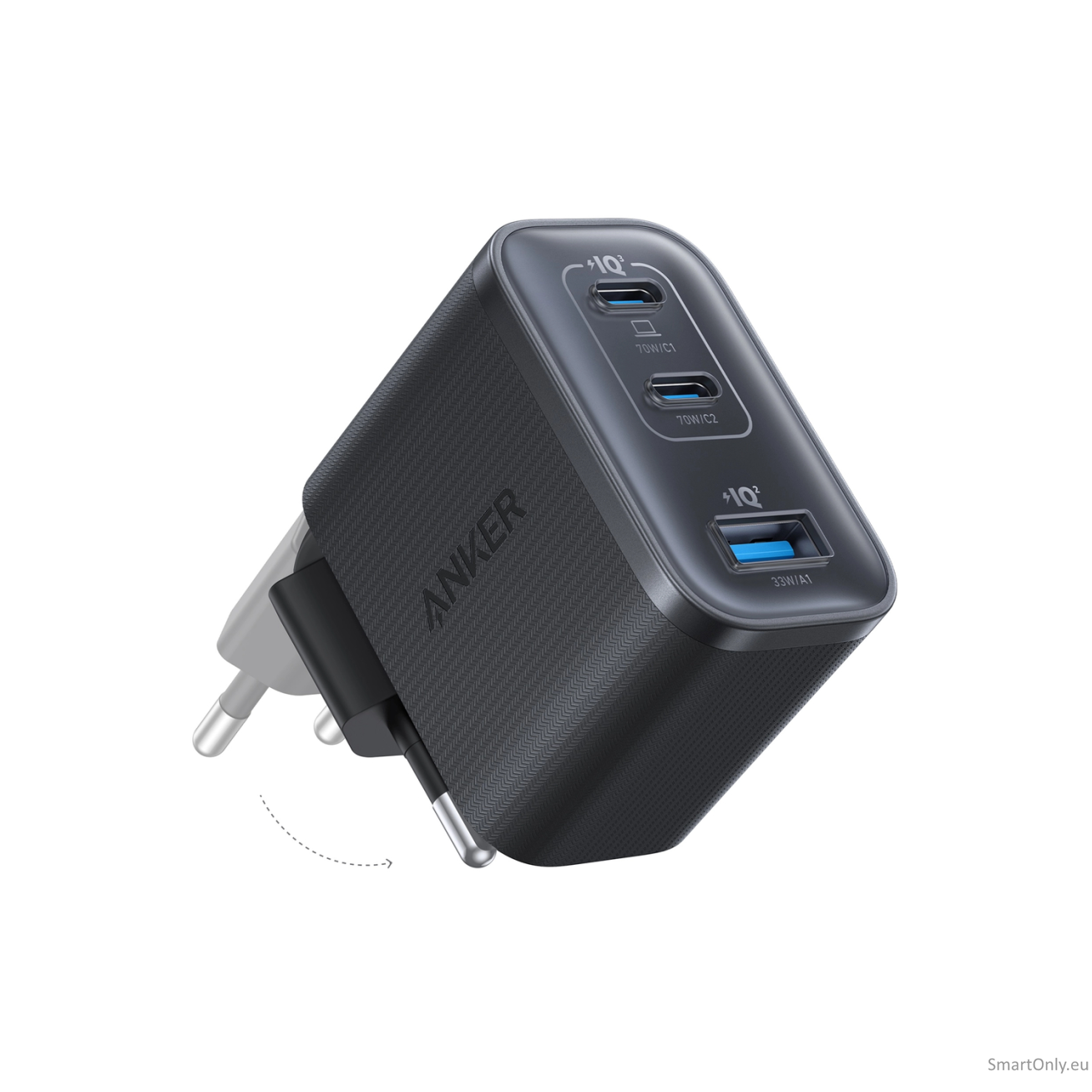 Anker Nano Charger 70W, 3 ports, Black | 2 x 24 pin USB-C, 4 pin USB Type A Anker Nano Charger 70W, 3 ports, Black | 2 x 24 pin USB-C, 4 pin USB Type A