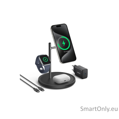 Anker MagGo Wireless Charging Station (15W, 3-in-1 Stand) with cable and charger bundle | Anker