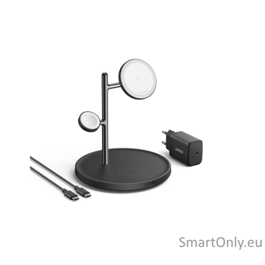 Anker MagGo Wireless Charging Station (15W, 3-in-1 Stand) with cable and charger bundle | Anker