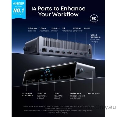Anker Prime Charging Docking Station 140W, Gray Anker Prime Charging Docking Station 140W, Gray