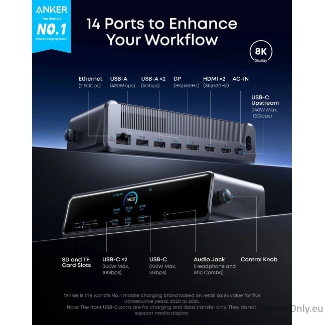 Anker Prime Charging Docking Station 140W, Gray 1 Anker Prime Charging Docking Station 140W, Gray 1