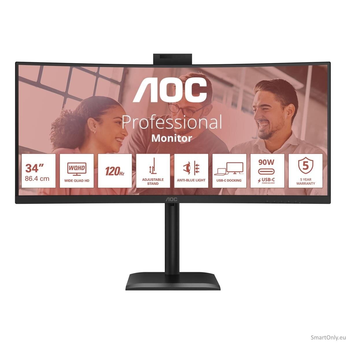 AOC | CU34E4CW | 34 " | VA | UWQHD | 120 Hz | 4 ms | 3440 x 1440 pixels | 350 cd/m² | HDMI ports quantity 2 | Black AOC | CU34E4CW | 34 " | VA | UWQHD | 120 Hz | 4 ms | 3440 x 1440 pixels | 350 cd/m² | HDMI ports quantity 2 | Black