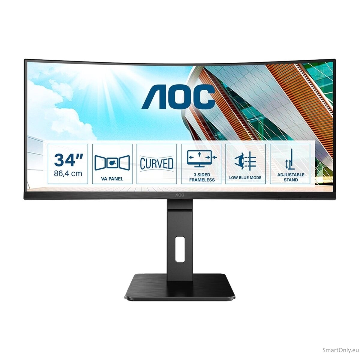 AOC | Curved Monitor | CU34P2A | 34 " | VA | 21:9 | 100 Hz | 1 ms | 3440 × 1440 | 300 cd/m² | Headphone out (3.5mm) | HDMI ports quantity HDMI x 2 | Black | Warranty 36 month(s) 5 AOC | Curved Monitor | CU34P2A | 34 " | VA | 21:9 | 100 Hz | 1 ms | 3440 × 1440 | 300 cd/m² | Headphone out (3.5mm) | HDMI ports quantity HDMI x 2 | Black | Warranty 36 month(s) 5