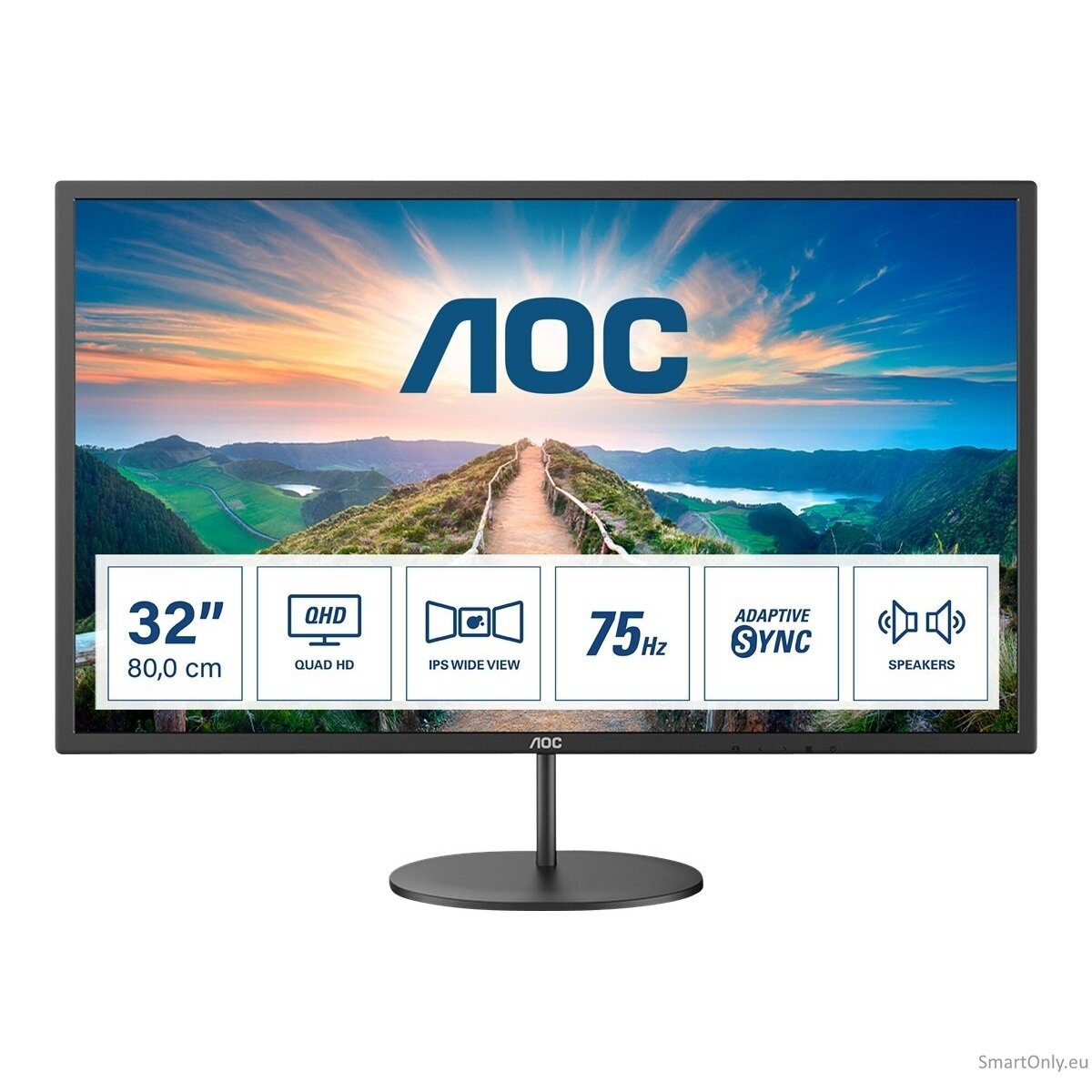 AOC | Monitor | Q32V4 | 31.5 " | IPS | QHD | 16:9 | 75 Hz | 4 ms | 2560 x 1440 | 250 cd/m² | Headphone out (3.5mm) | HDMI ports quantity 1 | Warranty 36 month(s) 5 AOC | Monitor | Q32V4 | 31.5 " | IPS | QHD | 16:9 | 75 Hz | 4 ms | 2560 x 1440 | 250 cd/m² | Headphone out (3.5mm) | HDMI ports quantity 1 | Warranty 36 month(s) 5