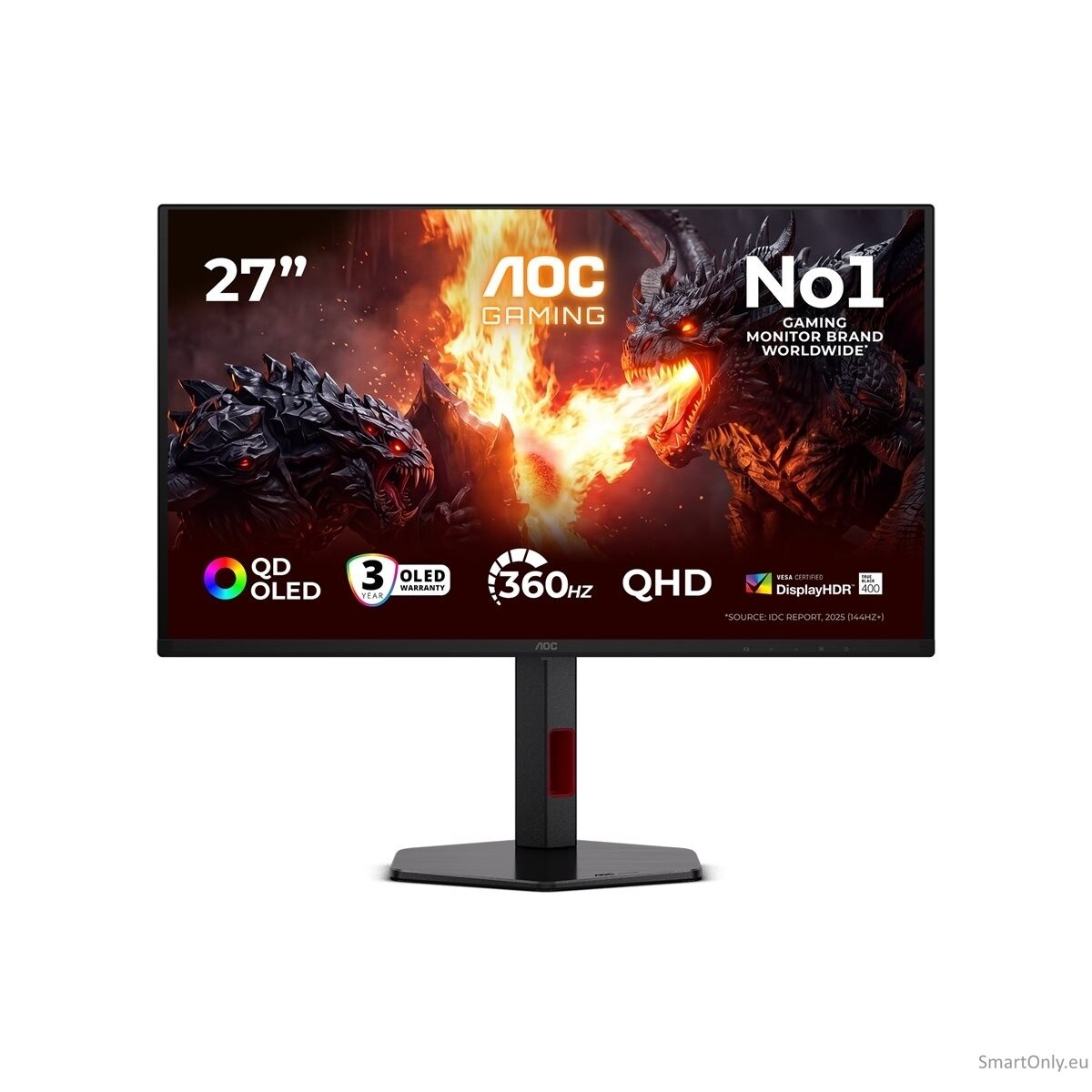 AOC Q27G4SDR | 27 " | QD-OLED | QHD | 16:9 | 360 Hz | 0.03 ms | 2560 x 1440 pixels | 1000 cd/m² | HDMI ports quantity 2 | Black 37 AOC Q27G4SDR | 27 " | QD-OLED | QHD | 16:9 | 360 Hz | 0.03 ms | 2560 x 1440 pixels | 1000 cd/m² | HDMI ports quantity 2 | Black 37