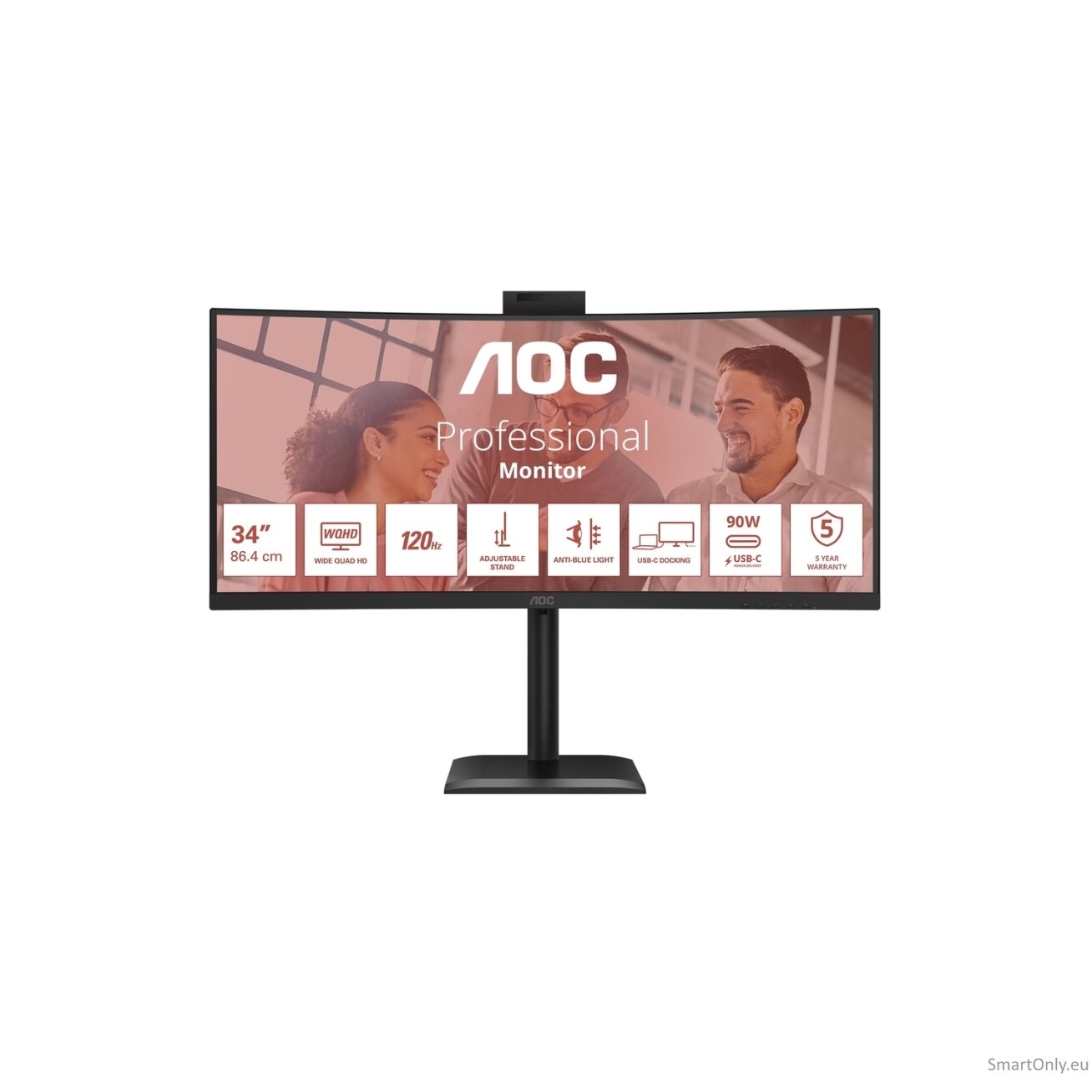 AOC | CU34E4CW | 34 " | VA | UWQHD | 120 Hz | 4 ms | 3440 x 1440 pixels | 350 cd/m² | HDMI ports quantity 2 | Black 34