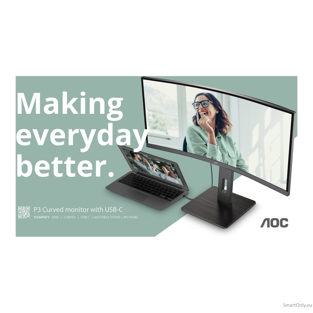 AOC | CU34P3CV | 34 " | VA | 21:9 | 100 Hz | 4 ms | 3440 x 1440 pixels | HDMI ports quantity 1 3 AOC | CU34P3CV | 34 " | VA | 21:9 | 100 Hz | 4 ms | 3440 x 1440 pixels | HDMI ports quantity 1 3