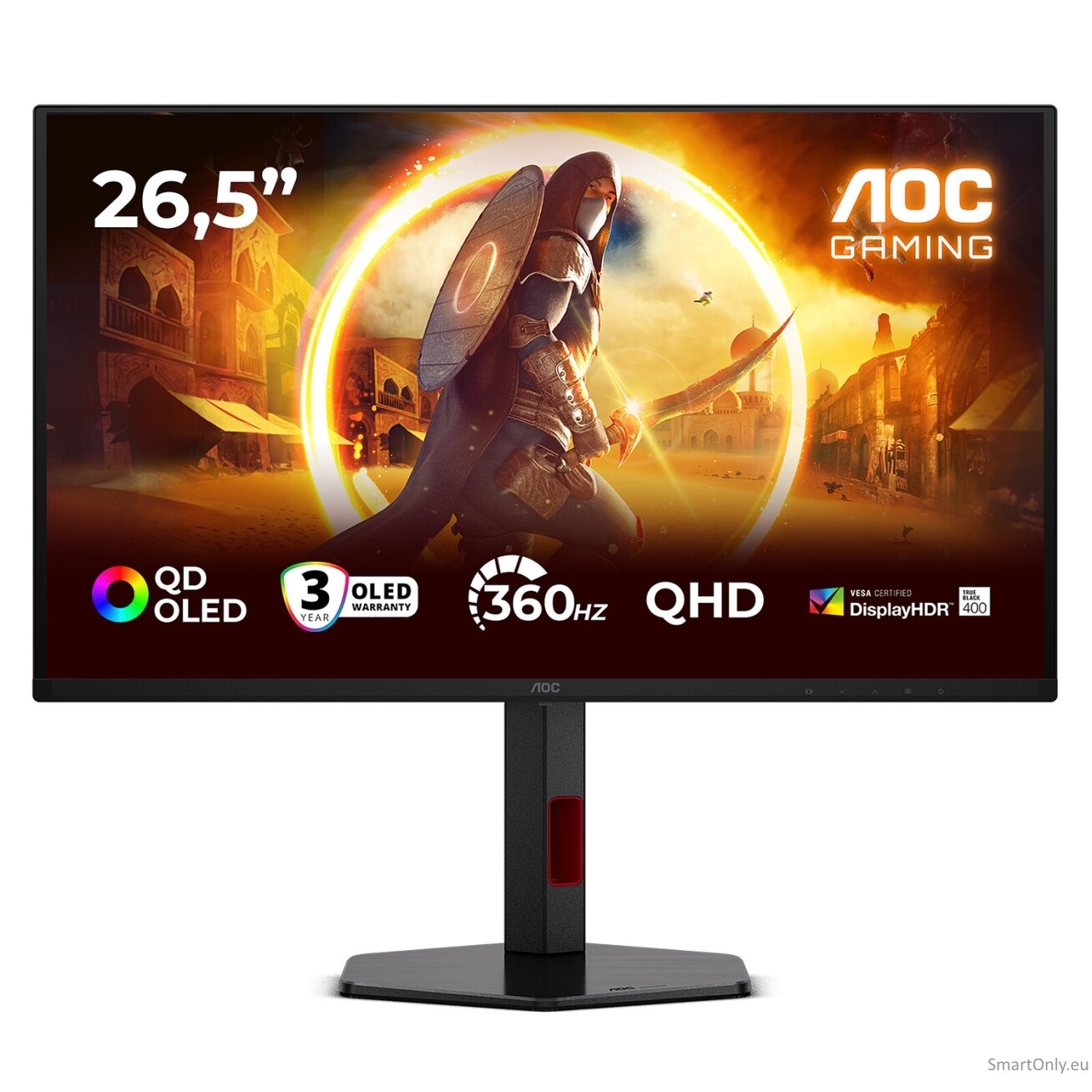AOC Q27G4SDR | 27 " | QD-OLED | QHD | 16:9 | 360 Hz | 0.03 ms | 2560 x 1440 pixels | 1000 cd/m² | HDMI ports quantity 2 | Black 1 AOC Q27G4SDR | 27 " | QD-OLED | QHD | 16:9 | 360 Hz | 0.03 ms | 2560 x 1440 pixels | 1000 cd/m² | HDMI ports quantity 2 | Black 1