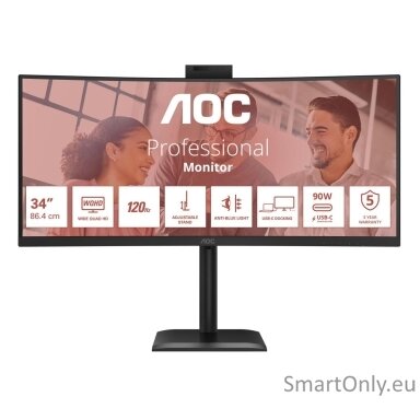 AOC | CU34E4CW | 34 " | VA | UWQHD | 120 Hz | 4 ms | 3440 x 1440 pixels | 350 cd/m² | HDMI ports quantity 2 | Black AOC | CU34E4CW | 34 " | VA | UWQHD | 120 Hz | 4 ms | 3440 x 1440 pixels | 350 cd/m² | HDMI ports quantity 2 | Black